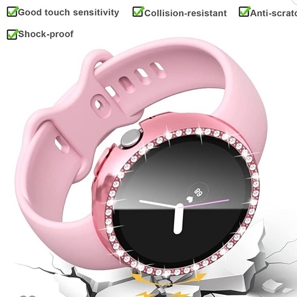 BHARVEST 3-Pack Bling Case for Pixel Watch Cover with Tempered Glass Screen - Picture 9 of 11